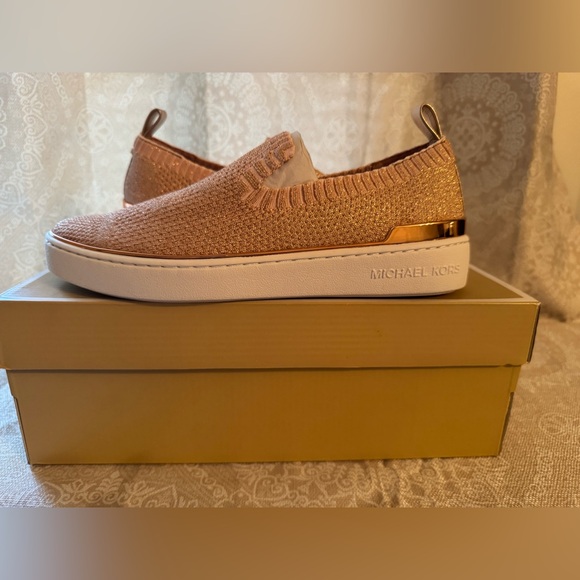 Michael Kors Rose Gold and White Slip-On Sneakers - Picture 6 of 6